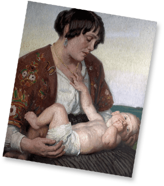 Dame Laura Knight Painting - Motherhood